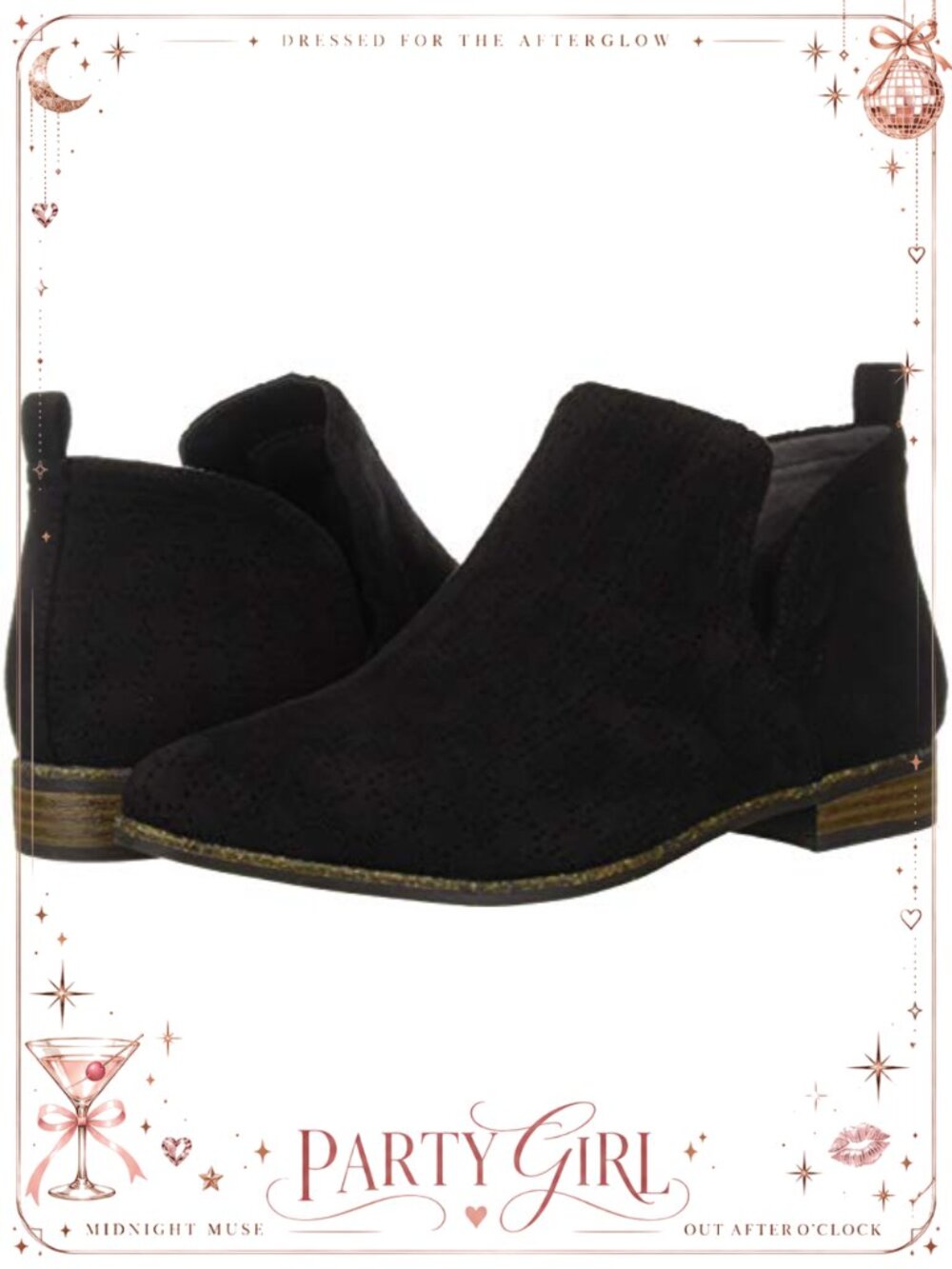 Women's Low Heel Slip On Ankle Bootie with Perforated Accents - Picture 6 of 6
